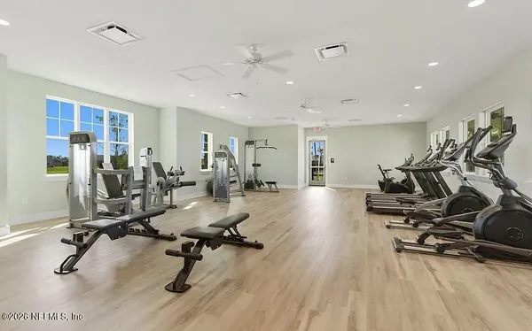a view of a room with gym equipment