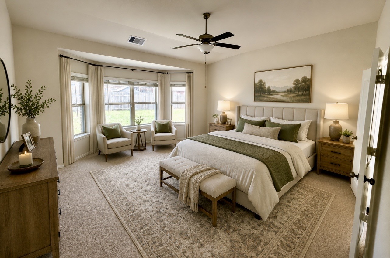 4706 Walnut Willow Ct Spring Spring, TX 77386 - Photo 10 of 17 a spacious bedroom with a bed a couch and a potted plant