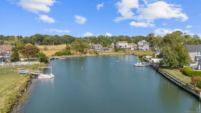 a view of a lake with houses