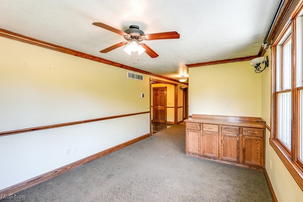 12802 Clinton Road Doylestown, OH 44230 - Photo 22 of 49 Empty room featuring light colored carpet, a healthy amount of sunlight, and ornamental molding
