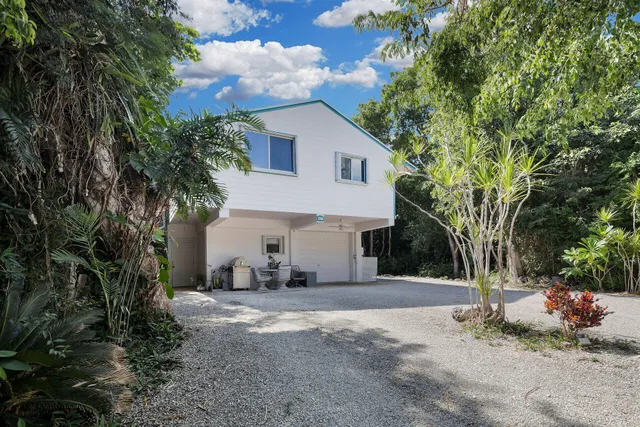 a view of a house with backyard and a tree