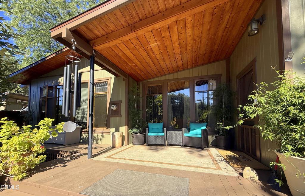a view of potted plants in front of building
