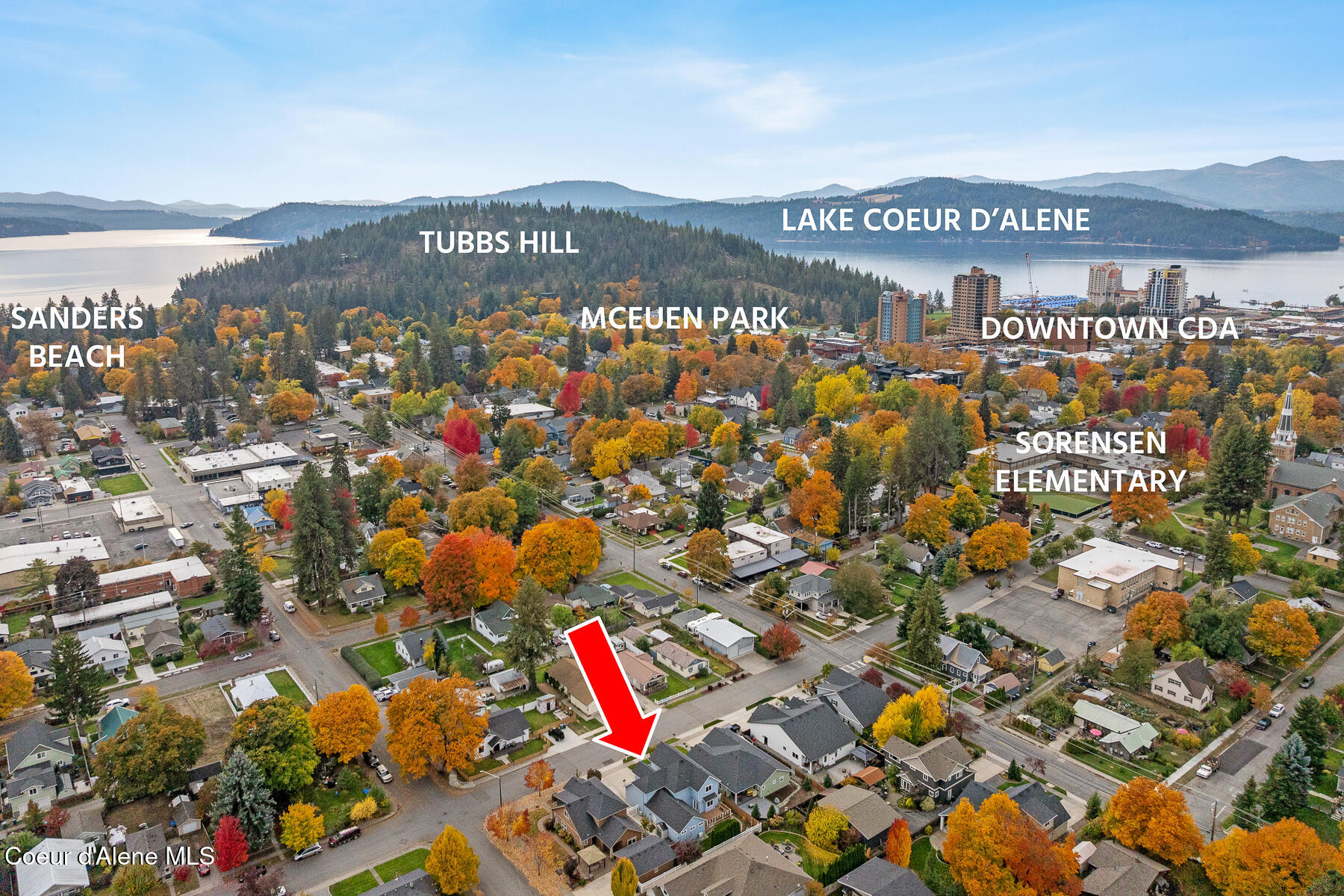 1121 East Indiana Avenue Coeur D'Alene, ID 83814 - Photo 44 of 48 Aerial_1121EIndianaAve-2_Labeled