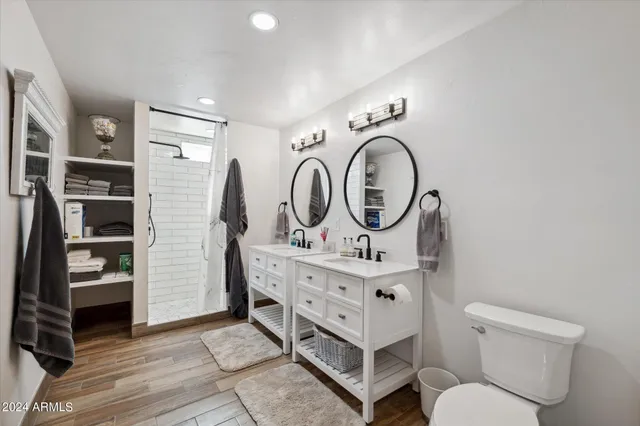 a bathroom with a toilet a sink and a mirror