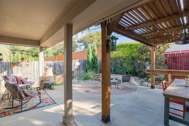 a outdoor view with a sitting space