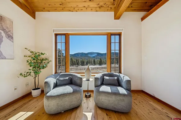 a large room with a large window