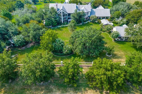 an aerial view of a house