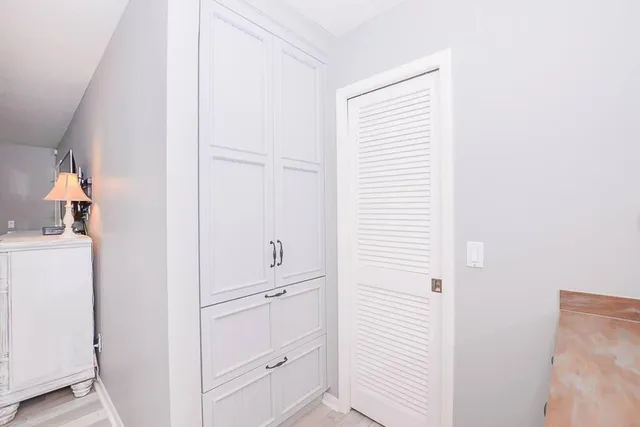 a view of a closet and utility room