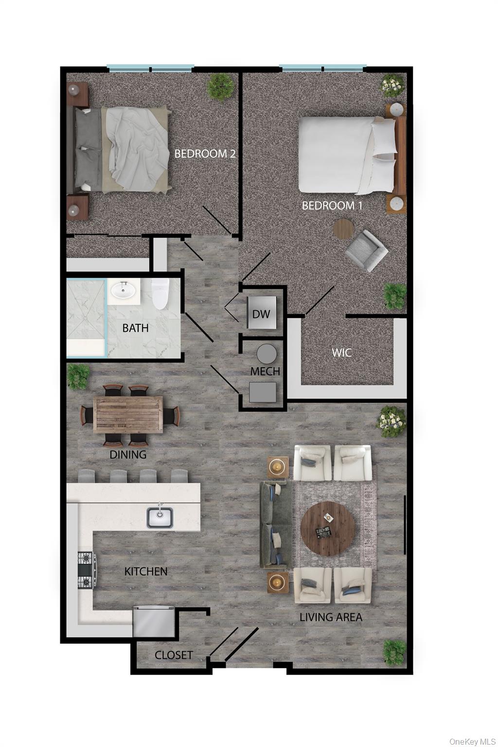 776 Fulton Street, Unit 2D Farmingdale, NY 11735 - Photo 27 of 27 Apartment 2D Floor Plan Rendering