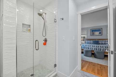 a bathroom with a shower