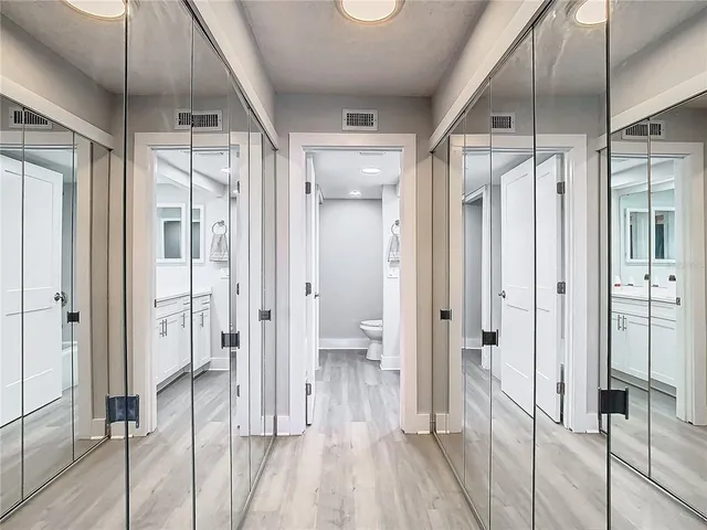 a view of a bathroom with a shower