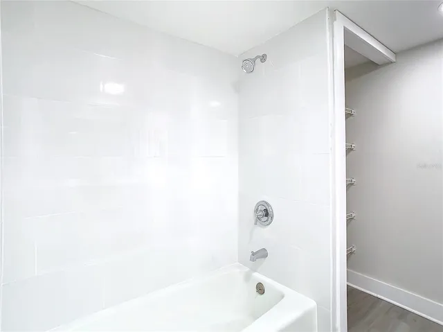 a bathroom with a bathtub