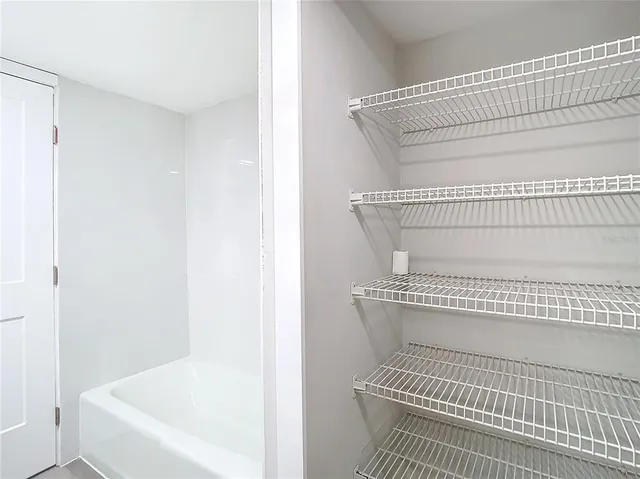 a bathroom with a bathtub