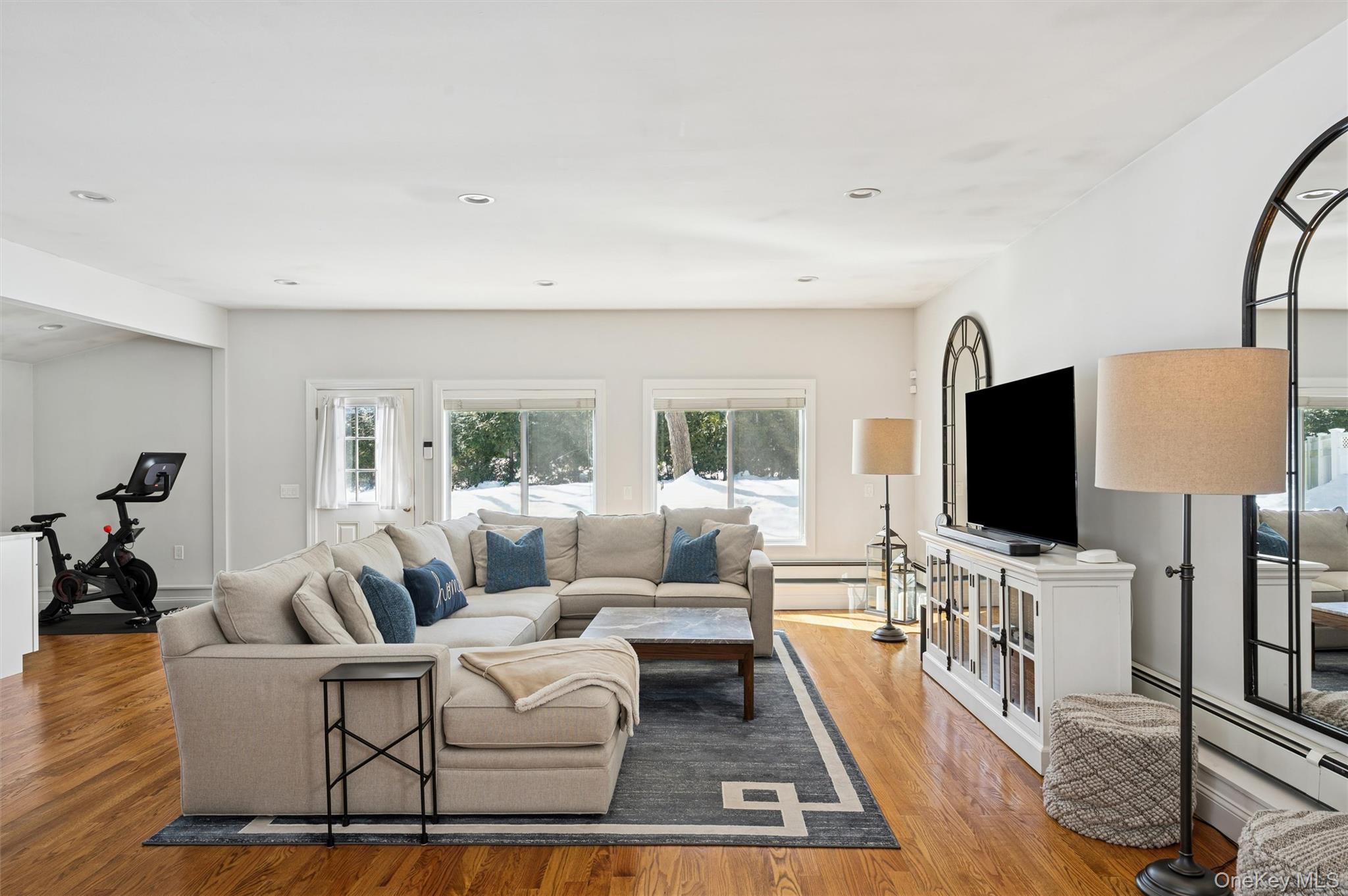 4 Stuart Court Hampton Bays, NY 11946 - Photo 9 of 20 a living room with furniture wooden floor and a flat screen tv