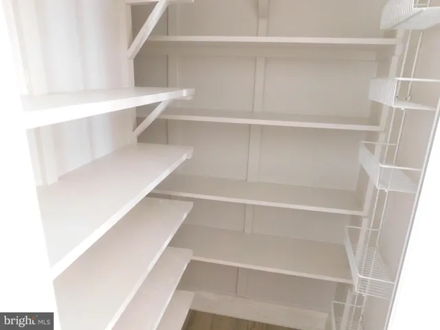 a view of walk in closet with empty racks