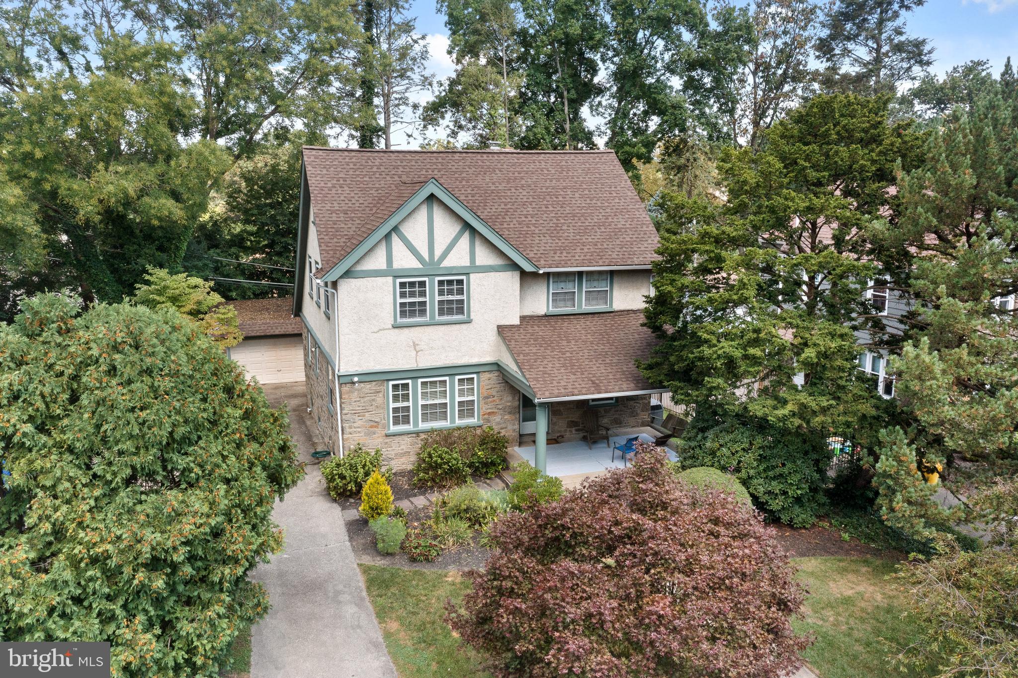 7 West Amherst Road Bala Cynwyd, PA 19004 - Photo 37 of 40 an aerial view of a house with yard and outdoor seating