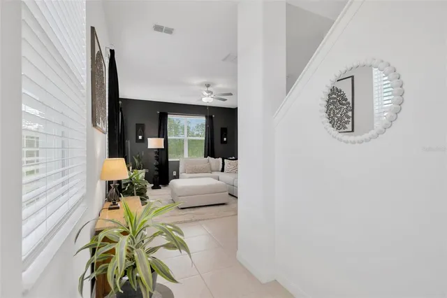a view of kitchen with furniture and a potted plant