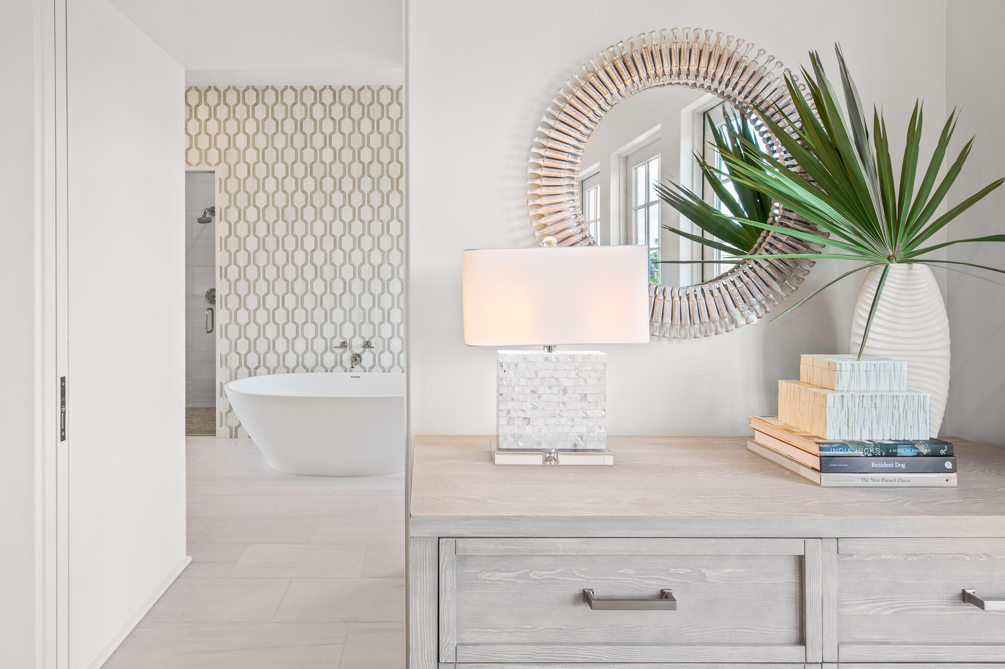 16 Kings Castle Ct Inlet Beach Inlet Beach, FL 32461 - Photo 23 of 33 a bathroom with a sink a mirror and a bathtub