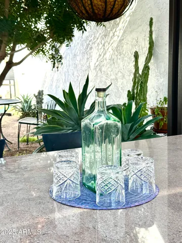 an aerial view of a house with swimming pool