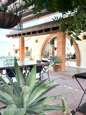 a front view of a house with outdoor space