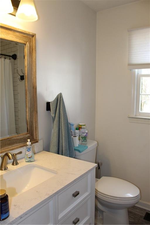 40 Chestatee Springs Road Dahlonega, GA 30533 - Photo 9 of 43 a bathroom with a sink a toilet and mirror