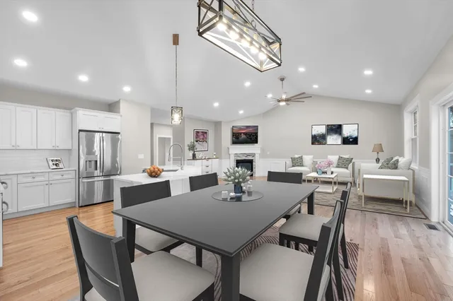 a view of a dining area with furniture