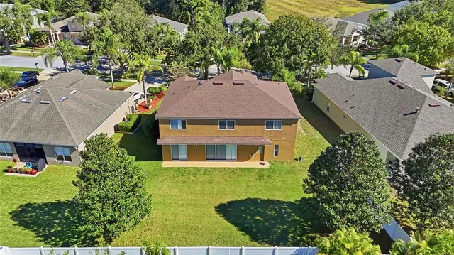 an aerial view of a house