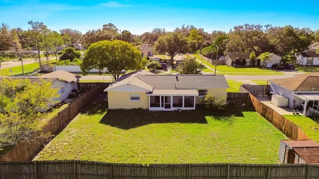 an aerial view of a house