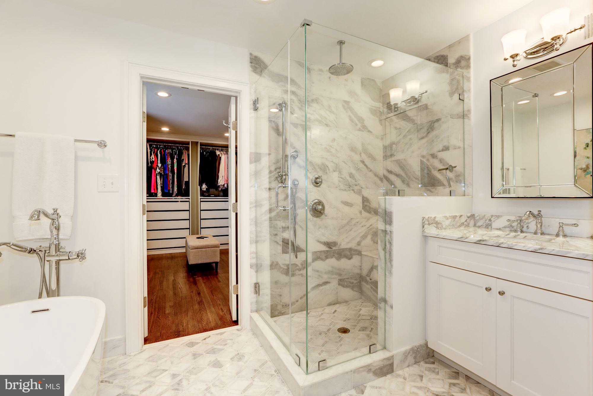 6616 Kenhill Road Bethesda, MD 20817 - Photo 19 of 30 Glass Enclosed Walk-In Shower & Sep Vanities