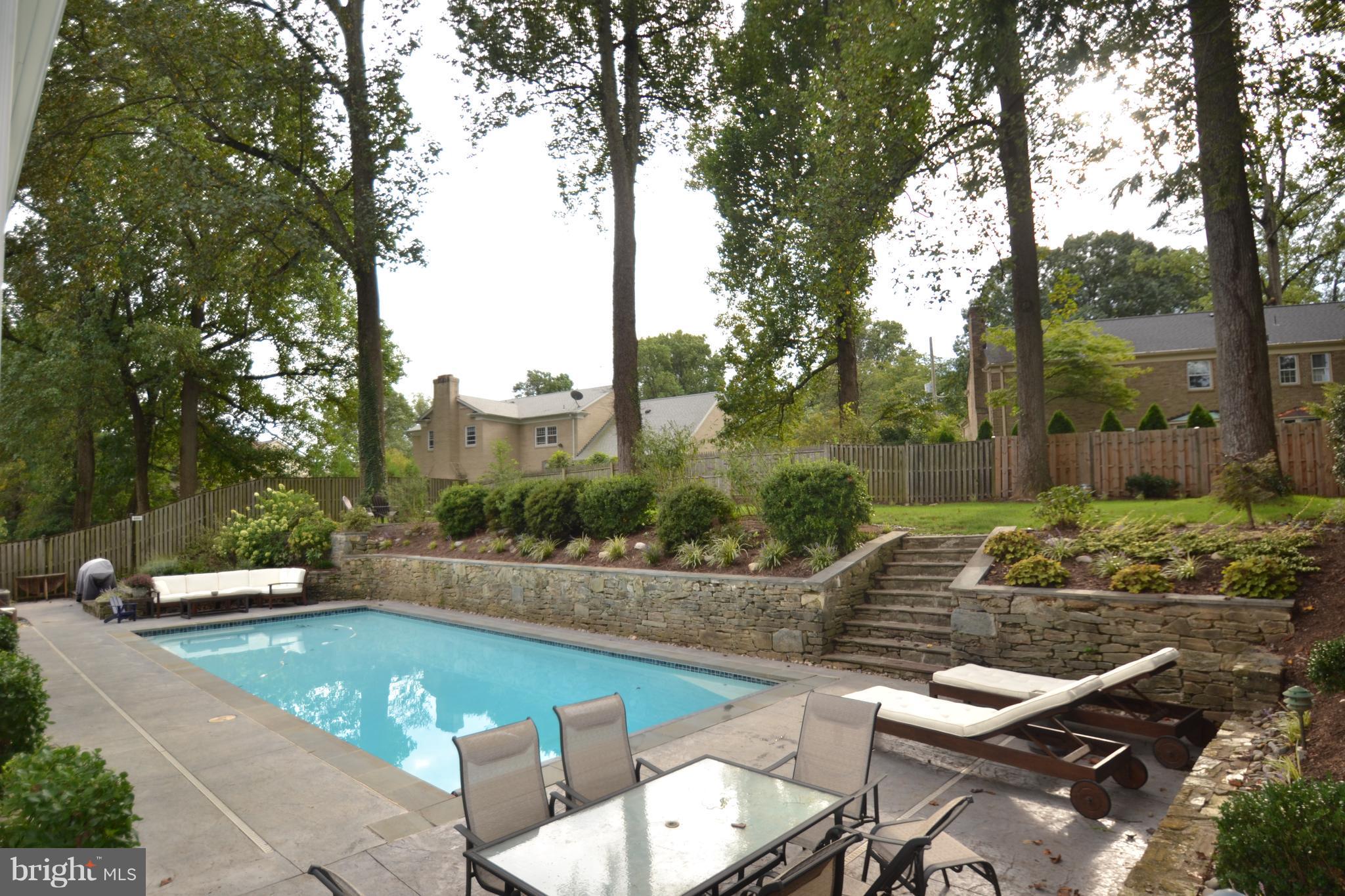 6616 Kenhill Road Bethesda, MD 20817 - Photo 29 of 30 Lower yard w/ patio & pool (retractable cover)