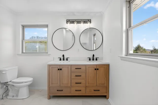 a bathroom with a bathtub
