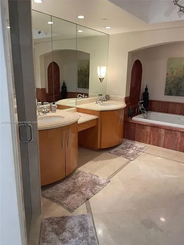 a bathroom with a tub