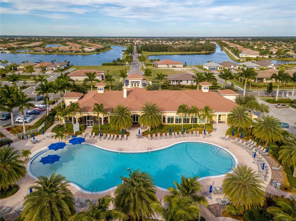 13869 Alafaya Street Venice, FL 34293 - Photo 55 of 75 an aerial view of residential houses with outdoor space and swimming pool