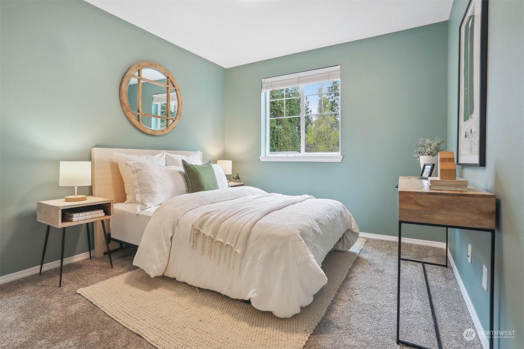 105 170th Street Southeast Bothell, WA 98012 - Photo 22 of 33 a bedroom with a bed and a lamp on dresser