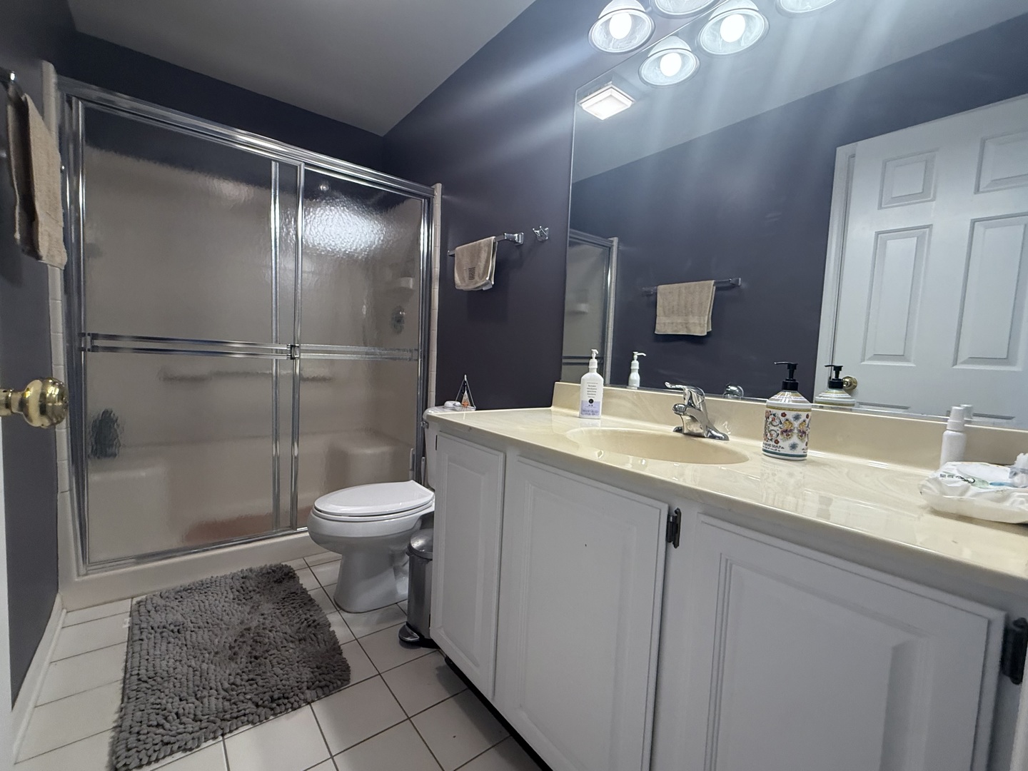 256 Haber Court Cary, IL 60013 - Photo 12 of 18 a bathroom with a granite countertop sink toilet and shower