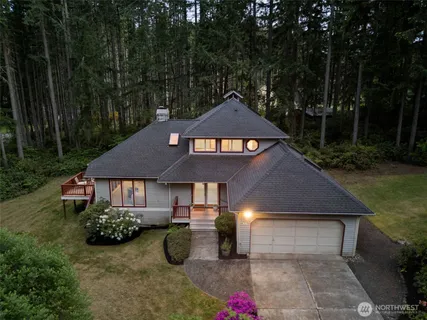 an aerial view of a house