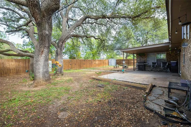 a view of backyard of the house