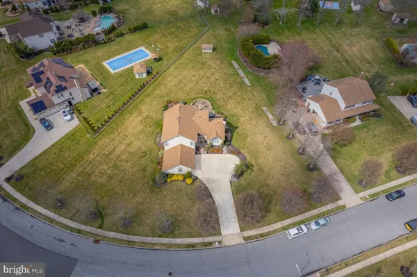 an aerial view of a house