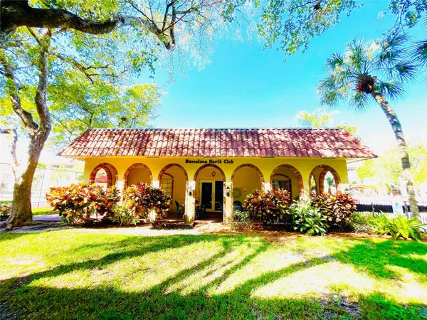 a living room with table