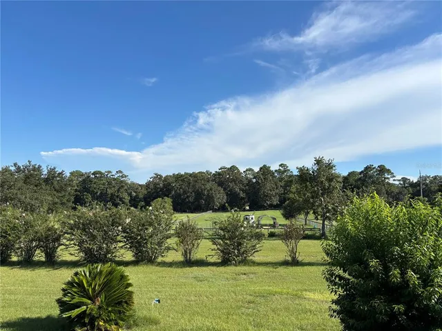 a view of a lake with a yard