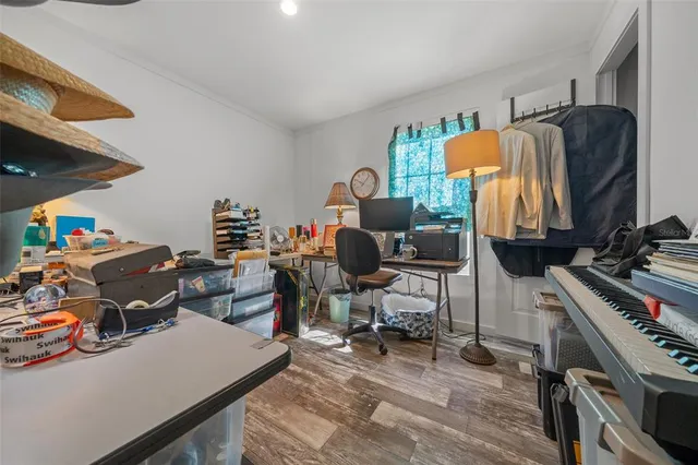 a view of balcony with furniture