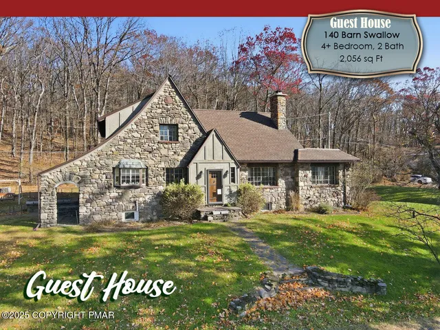a swimming pool with trees in the background