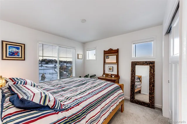 a bedroom with a bed and dresser