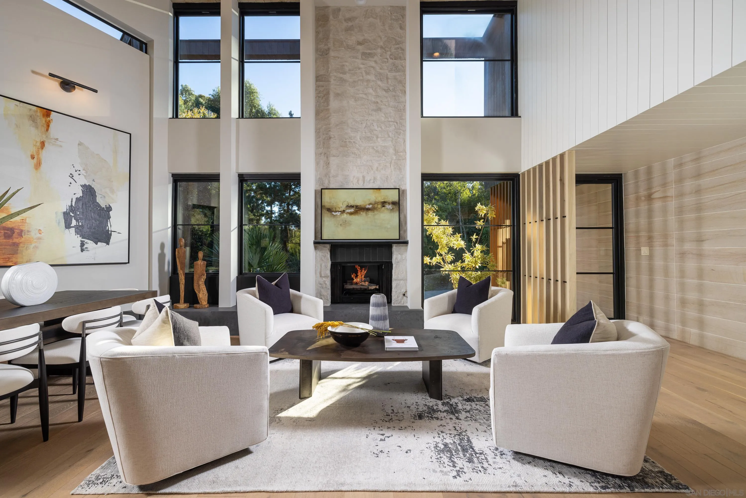 4954 Sun Valley Road Del Mar, CA 92014 - Photo 6 of 31 a living room with fireplace furniture and a large window