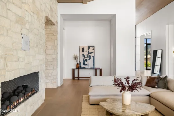 a living room with furniture