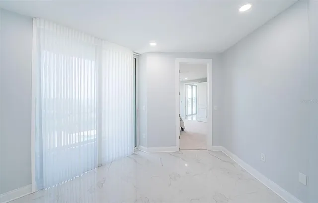 a view of a swimming pool from a balcony