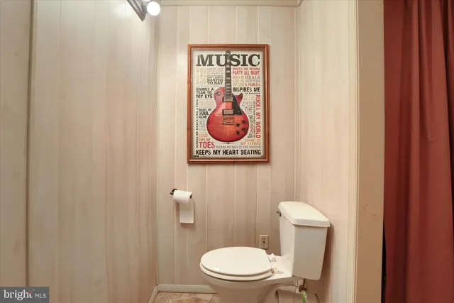 a white toilet sitting next to a shower curtain