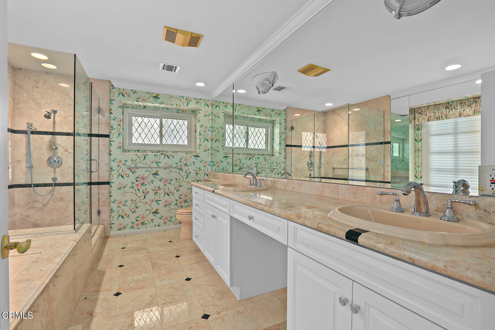 2001 Canyon Road Arcadia, CA 91006 - Photo 22 of 52 a bathroom with a sink and a large mirror