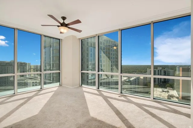 a view of a balcony with an ocean view