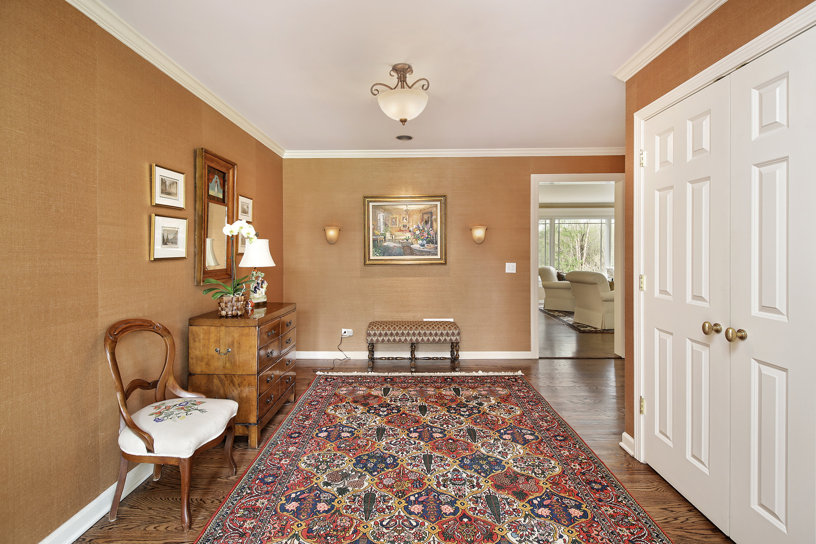 1115 West Deerpath Road Lake Forest, IL 60045 - Photo 6 of 18 a living room with furniture and a rug